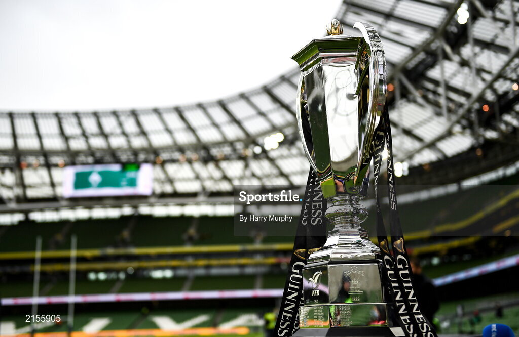 5 February 2022; The Six Nations Trophy is seen before the Guinness Six Nations Rugby Championship match between Ireland and Wales at the Aviva Stadium in Dublin. Photo by Harry Murphy/Sportsfile