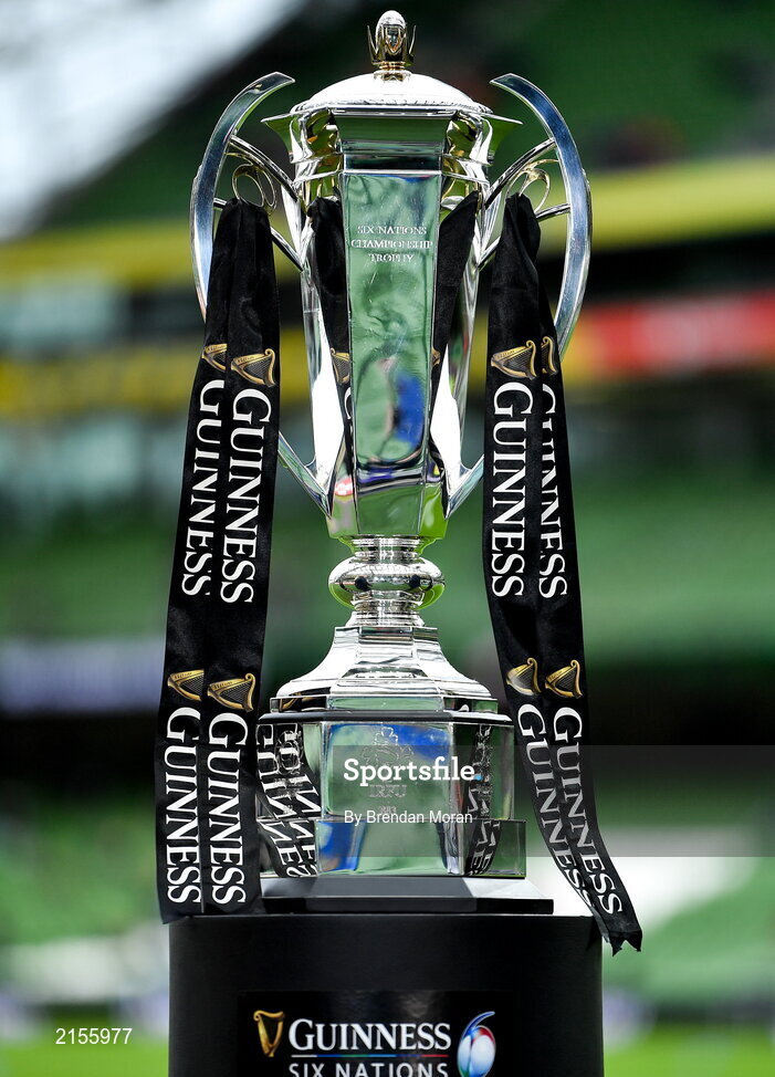 5 February 2022; The Six Nations Championship Trophy on display before the Guinness Six Nations Rugby Championship match between Ireland and Wales at the Aviva Stadium in Dublin. Photo by Brendan Moran/Sportsfile