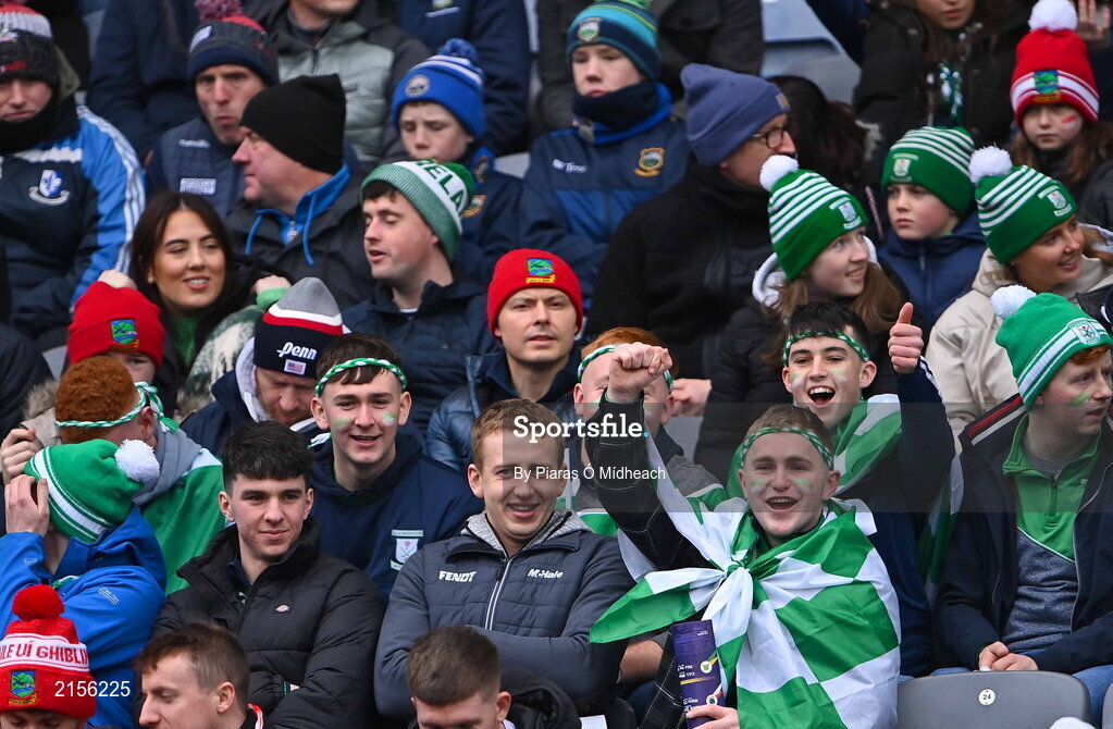 5 February 2022; Mooncoin supporters at the AIB GAA Hurling All-Ireland Junior Club Championship Final match between Ballygiblin, Cork, and Mooncoin, Kilkenny, at Croke Park in Dublin. Photo by Piaras Ó Mídheach/Sportsfile