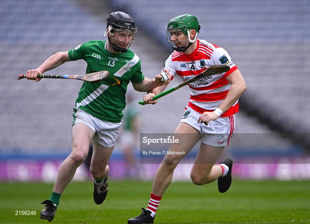5 February 2022; Adam Croke of Mooncoin in action against James Mullins of Ballygiblin during the AIB GAA Hurling All-Ireland Junior Club Championship Final match between Ballygiblin, Cork, and Mooncoin, Kilkenny, at Croke Park in Dublin. Photo by Piaras Ó Mídheach/Sportsfile