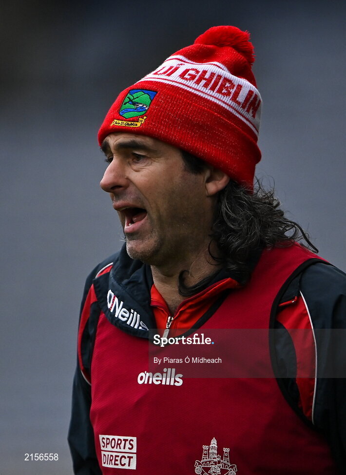 5 February 2022; Ballygiblin manager David Moher during the AIB GAA Hurling All-Ireland Junior Club Championship Final match between Ballygiblin, Cork, and Mooncoin, Kilkenny, at Croke Park in Dublin. Photo by Piaras Ó Mídheach/Sportsfile