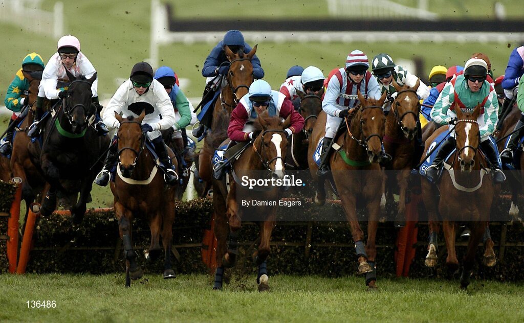 17 March 2004; The runners and riders pictured during the Coral Cup, Cheltenham Festival, Prestbury Park, Cheltenham, England. Horse Racing. Picture credit; Damien Eagers / SPORTSFILE *EDI*