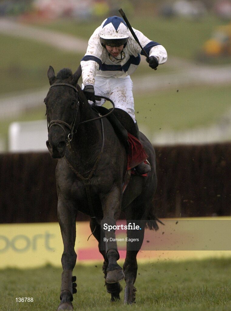 18 March 2004; Never Compromise, with Alan Crowe up, during the Christie's Foxhunter Steeple Chase Challenge Cup, Cheltenham Festival, Prestbury Park, Cheltenham, England. Horse Racing. Picture credit; Damien Eagers / SPORTSFILE *EDI*