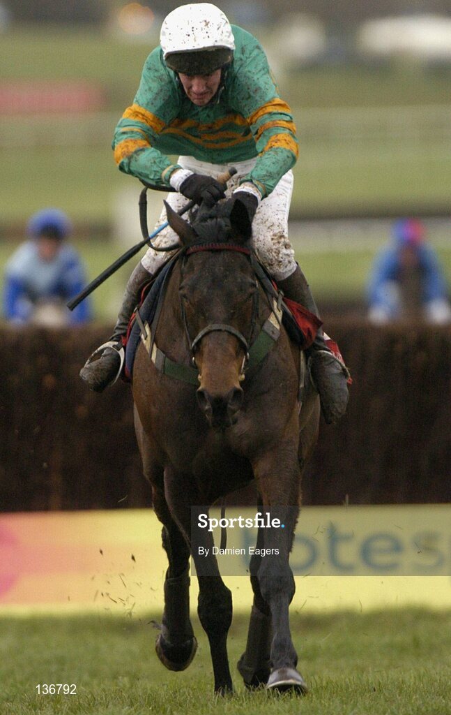 18 March 2004; Spot the difference, with John McNamara up, during the Christie's Foxhunter Steeple Chase Challenge Cup, Cheltenham Festival, Prestbury Park, Cheltenham, England. Horse Racing. Picture credit; Damien Eagers / SPORTSFILE *EDI*