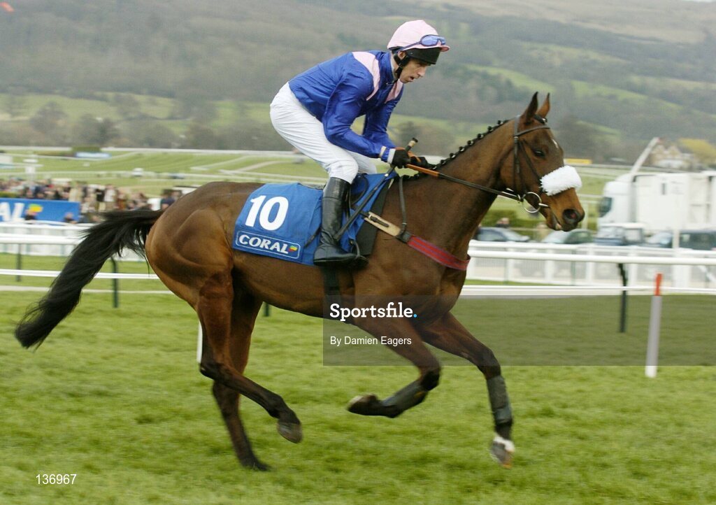 17 March 2004; Claymore, with Lee Aspell up, canters to the start for the Coral Cup, Cheltenham Festival, Prestbury Park, Cheltenham, England. Horse Racing. Picture credit; Damien Eagers / SPORTSFILE *EDI*
