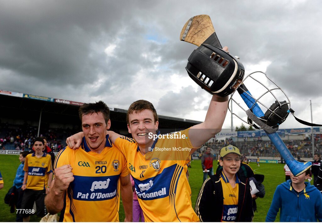 28 July 2013; Tony Kelly, right, and Conor Ryan, Clare, celebrate following their side's victory. GAA Hurling All-Ireland Senior Championship, Quarter-Final, Galway v Clare, Semple Stadium, Thurles, Co. Tipperary. Picture credit: Stephen McCarthy / SPORTSFILE