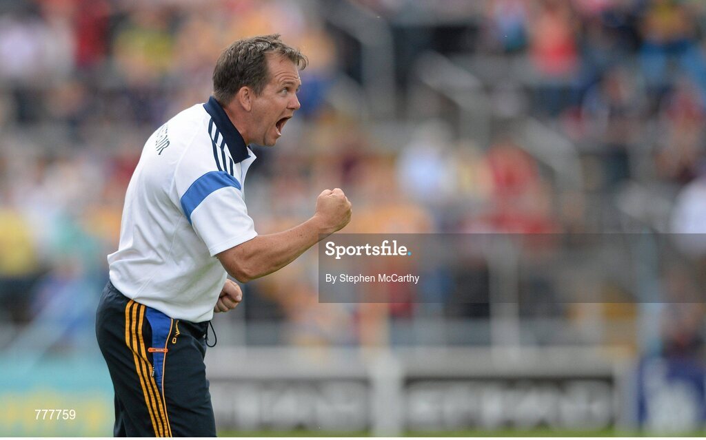 28 July 2013; Clare manager Davy Fitzgerald during the closing stages of the game. GAA Hurling All-Ireland Senior Championship, Quarter-Final, Galway v Clare, Semple Stadium, Thurles, Co. Tipperary. Picture credit: Stephen McCarthy / SPORTSFILE