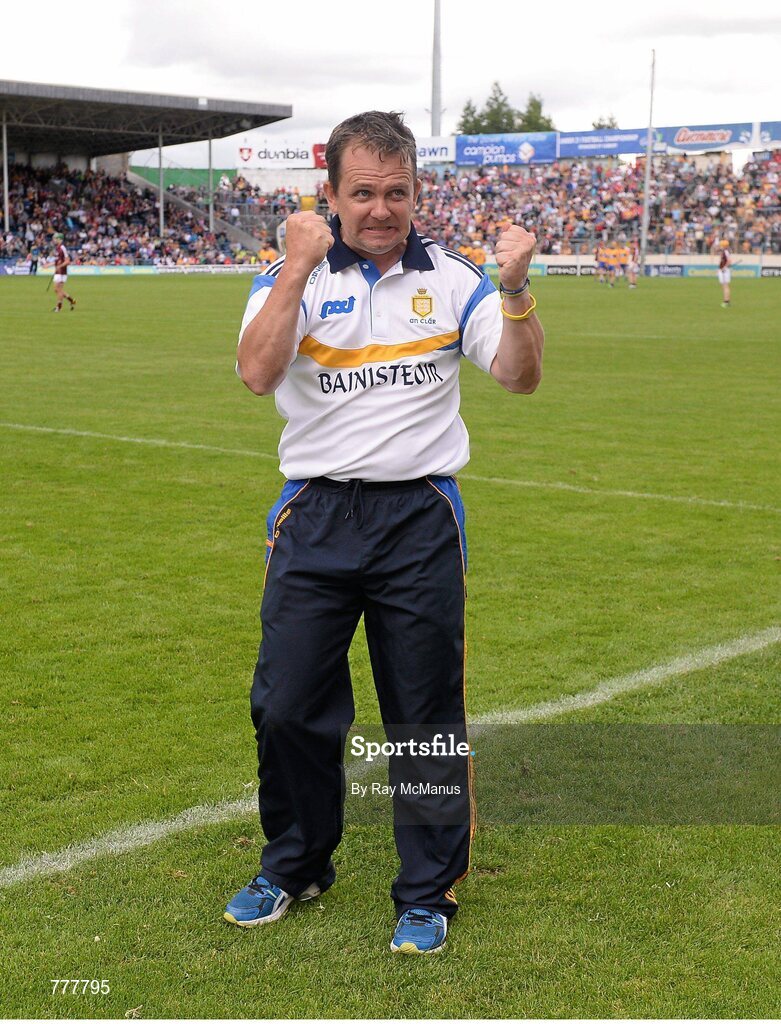 28 July 2013; The Clare manager, Davy Fitzgerald, celebrates winning a late free. GAA Hurling All-Ireland Senior Championship, Quarter-Final, Galway v Clare, Semple Stadium, Thurles, Co. Tipperary. Picture credit: Ray McManus / SPORTSFILE