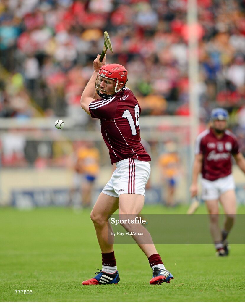 28 July 2013; Joe Canning takes a free for Galway. GAA Hurling All-Ireland Senior Championship, Quarter-Final, Galway v Clare, Semple Stadium, Thurles, Co. Tipperary. Picture credit: Ray McManus / SPORTSFILE