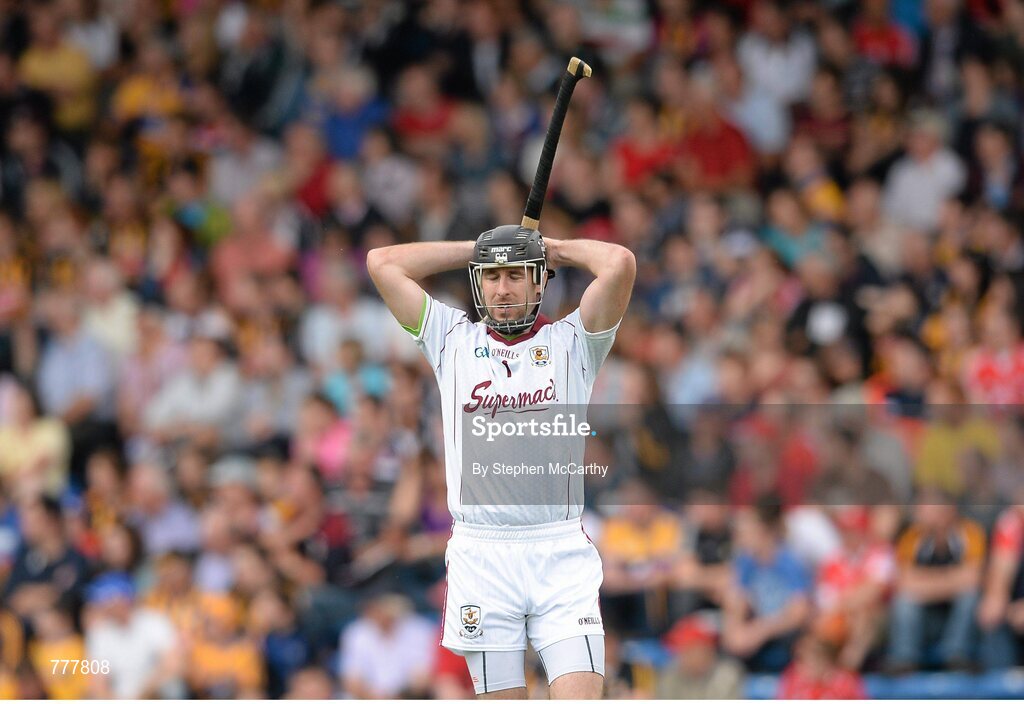 28 July 2013; Galway goalkeeper Colm Callanan reacts during the game. GAA Hurling All-Ireland Senior Championship, Quarter-Final, Galway v Clare, Semple Stadium, Thurles, Co. Tipperary. Picture credit: Stephen McCarthy / SPORTSFILE