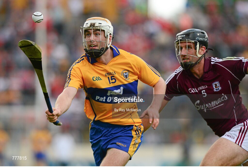 28 July 2013; Conor McGrath, Clare, in action against Shane Kavanagh, Galway. GAA Hurling All-Ireland Senior Championship, Quarter-Final, Galway v Clare, Semple Stadium, Thurles, Co. Tipperary. Picture credit: Ray McManus / SPORTSFILE