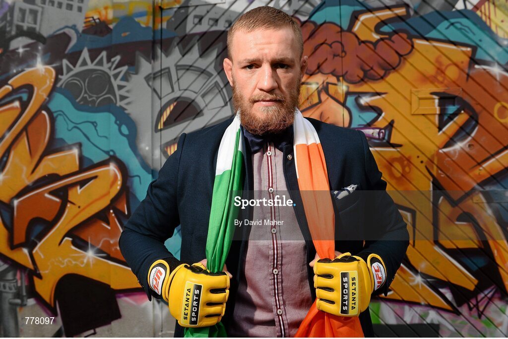 30 July 2013; UFC 163 will be live and exclusive on Setanta Sports this weekend and UFC fighter Conor ‘The Notorious’ McGregor was in Dublin today ahead of the event which takes place in the HSBC Arena in Rio de Janeiro in the early hours of Sunday, 4th August 2013. Subscribe now for €19.99 per month either online or by calling our subscriber line on: 0818 20 30 40. From August 1st, Setanta Sports customers will be able to receive BT Sport 1, BT Sport 2 and the ESPN channel as part of the Setanta Sports Pack. This game changing deal means that Irish UFC fans will be able to watch over 30 live events per year, as well additional UFC programming such the Ultimate Fighter and Inside the Octagon. Setanta Sports, Prince’s Street, Dublin. Picture credit: David Maher / SPORTSFILE