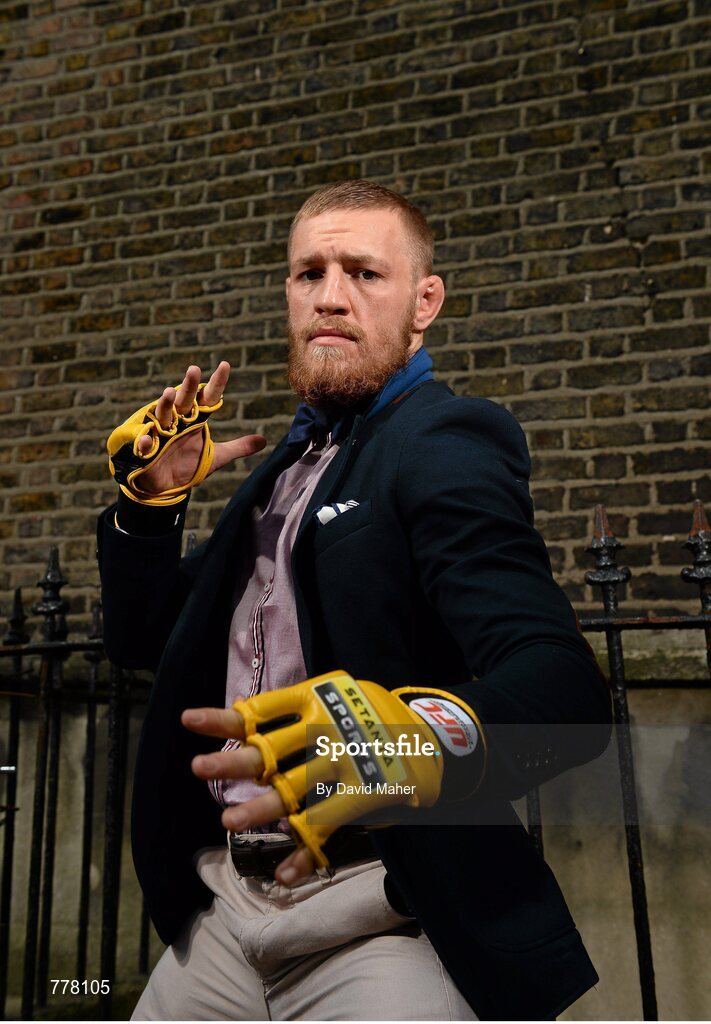 30 July 2013; UFC 163 will be live and exclusive on Setanta Sports this weekend and UFC fighter Conor ‘The Notorious’ McGregor was in Dublin today ahead of the event which takes place in the HSBC Arena in Rio de Janeiro in the early hours of Sunday, 4th August 2013. Subscribe now for €19.99 per month either online or by calling our subscriber line on: 0818 20 30 40. From August 1st, Setanta Sports customers will be able to receive BT Sport 1, BT Sport 2 and the ESPN channel as part of the Setanta Sports Pack. This game changing deal means that Irish UFC fans will be able to watch over 30 live events per year, as well additional UFC programming such the Ultimate Fighter and Inside the Octagon. Setanta Sports, Prince’s Street, Dublin. Picture credit: David Maher / SPORTSFILE