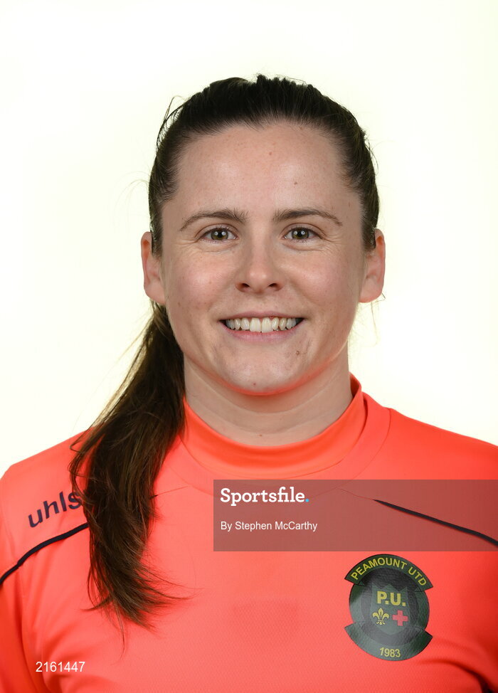 8 February 2022; Goalkeeper Niamh Reid-Burke during a Peamount United squad portrait session at PRL Park in Greenogue, Dublin. Photo by Stephen McCarthy/Sportsfile