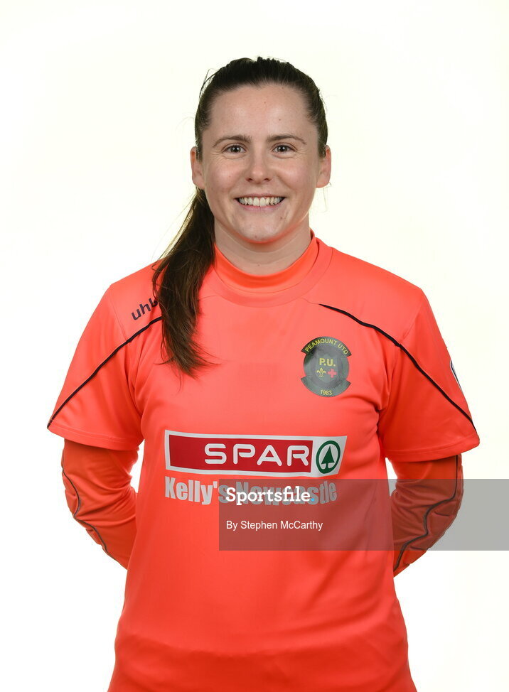 8 February 2022; Goalkeeper Niamh Reid-Burke during a Peamount United squad portrait session at PRL Park in Greenogue, Dublin. Photo by Stephen McCarthy/Sportsfile