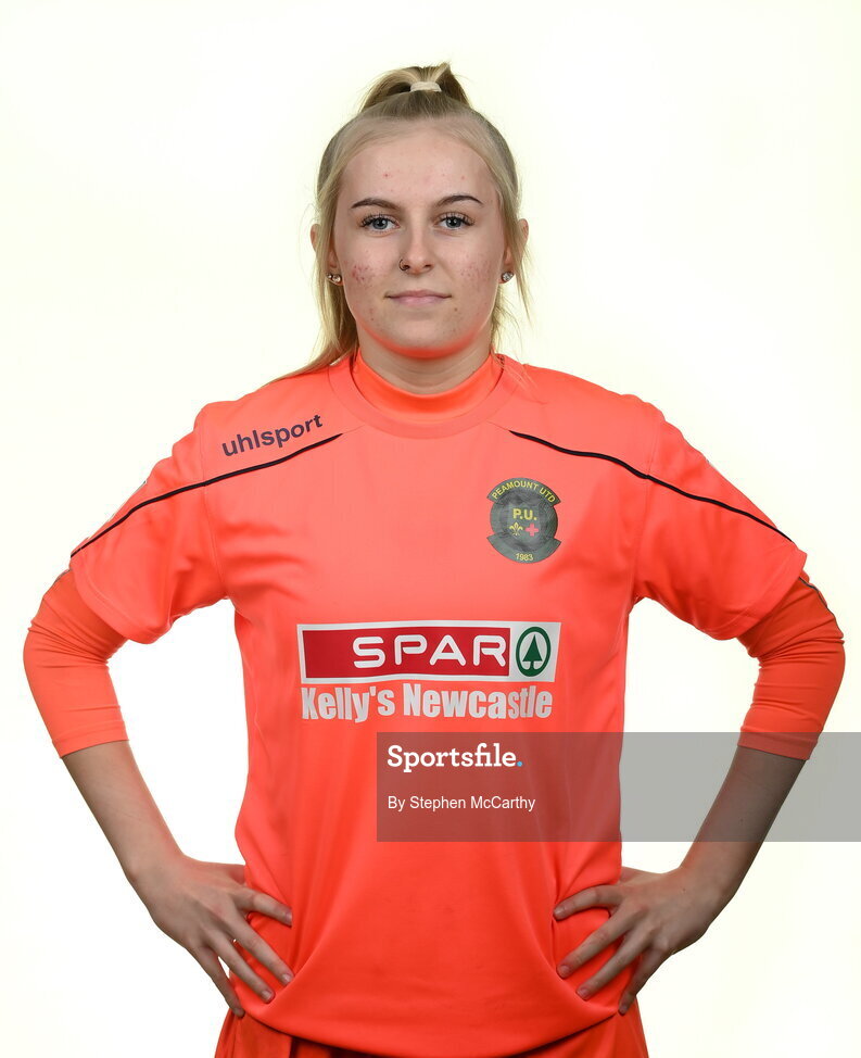 8 February 2022; Goalkeeper Summer Lawless during a Peamount United squad portrait session at PRL Park in Greenogue, Dublin. Photo by Stephen McCarthy/Sportsfile