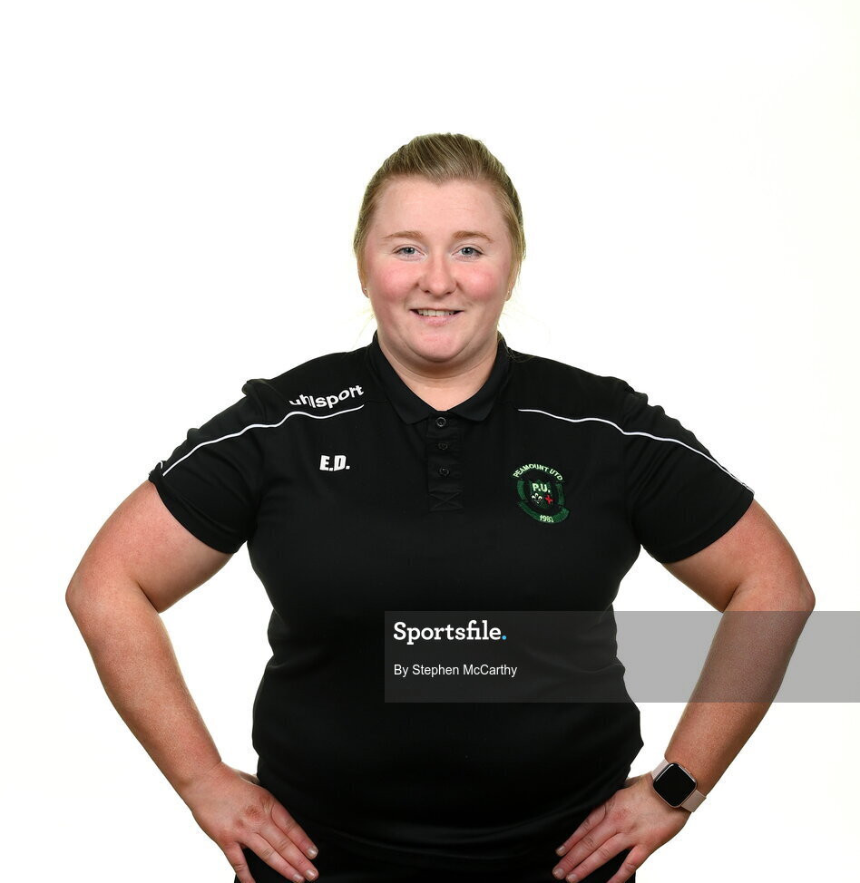 8 February 2022; Coach Emma Donohoe during a Peamount United squad portrait session at PRL Park in Greenogue, Dublin. Photo by Stephen McCarthy/Sportsfile
