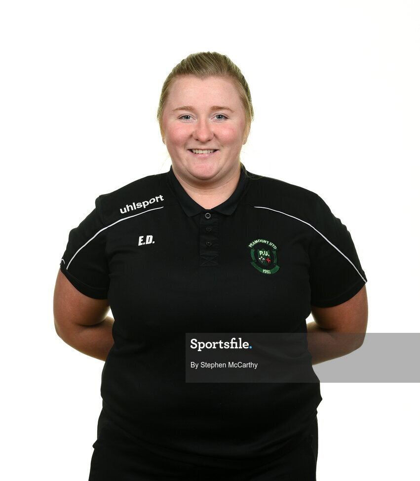 8 February 2022; Coach Emma Donohoe during a Peamount United squad portrait session at PRL Park in Greenogue, Dublin. Photo by Stephen McCarthy/Sportsfile