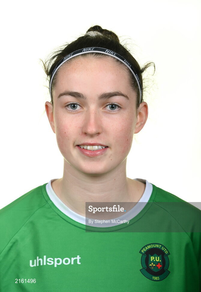 8 February 2022; Eve Conheady during a Peamount United squad portrait session at PRL Park in Greenogue, Dublin. Photo by Stephen McCarthy/Sportsfile