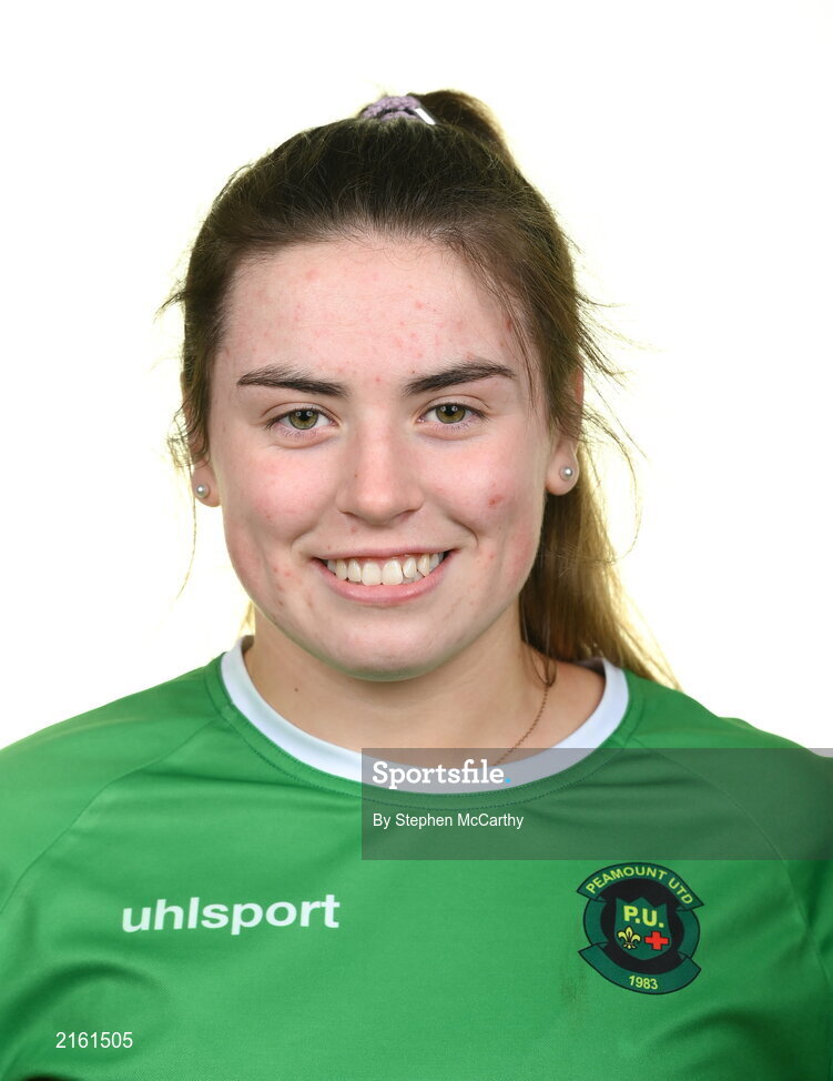8 February 2022; Sarah Power during a Peamount United squad portrait session at PRL Park in Greenogue, Dublin. Photo by Stephen McCarthy/Sportsfile