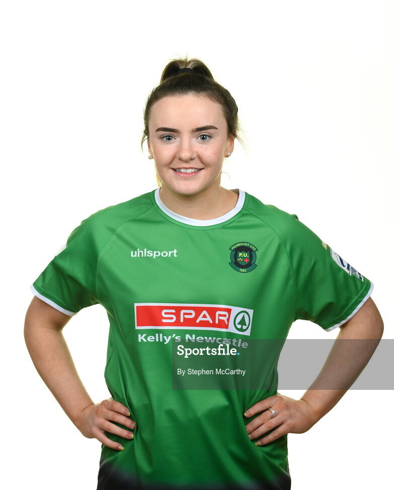 8 February 2022; Chloe Smullen during a Peamount United squad portrait session at PRL Park in Greenogue, Dublin. Photo by Stephen McCarthy/Sportsfile