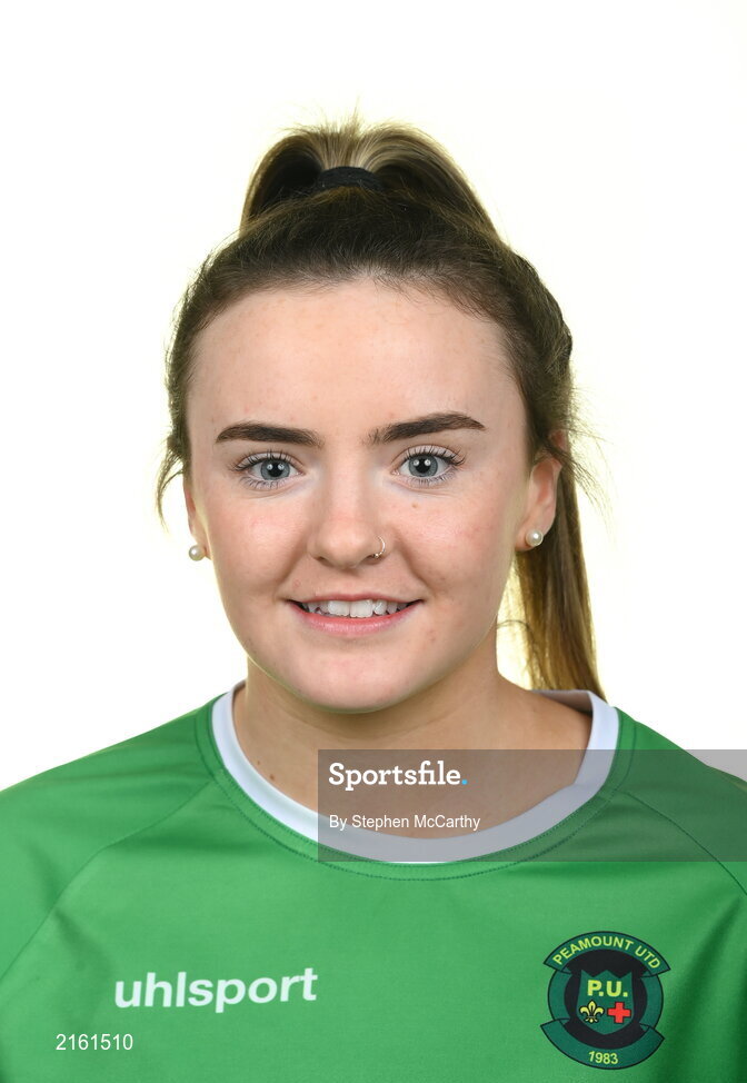 8 February 2022; Chloe Smullen during a Peamount United squad portrait session at PRL Park in Greenogue, Dublin. Photo by Stephen McCarthy/Sportsfile