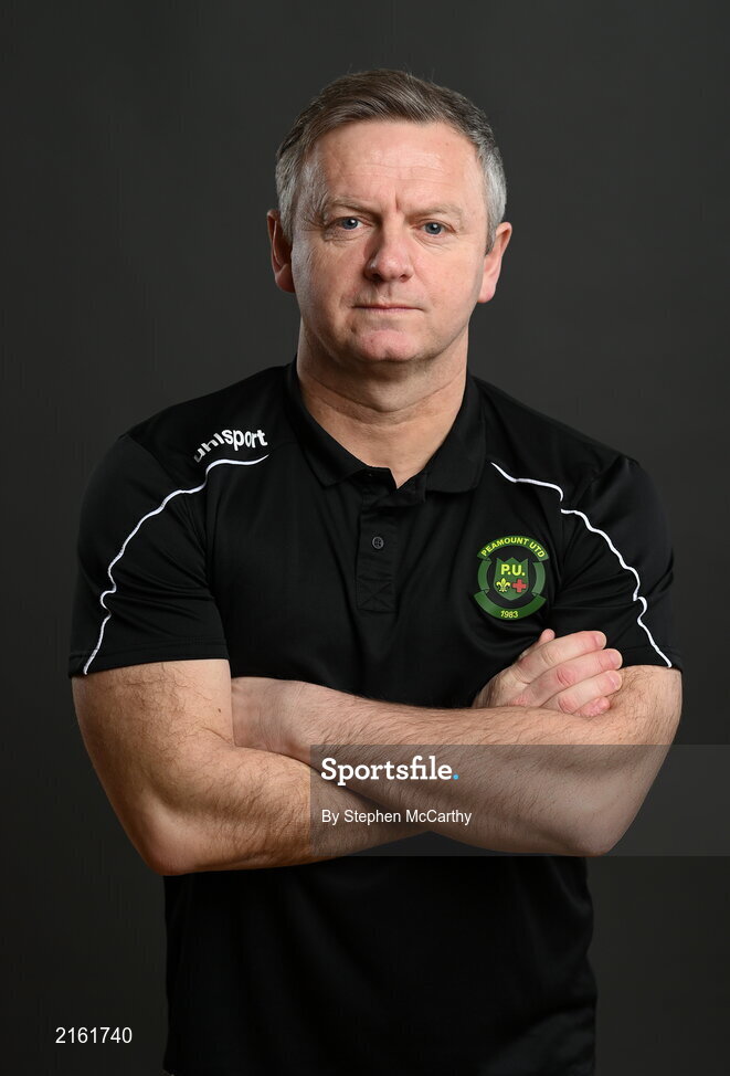 8 February 2022; Manager James O'Callaghan during a Peamount United squad portrait session at PRL Park in Greenogue, Dublin. Photo by Stephen McCarthy/Sportsfile