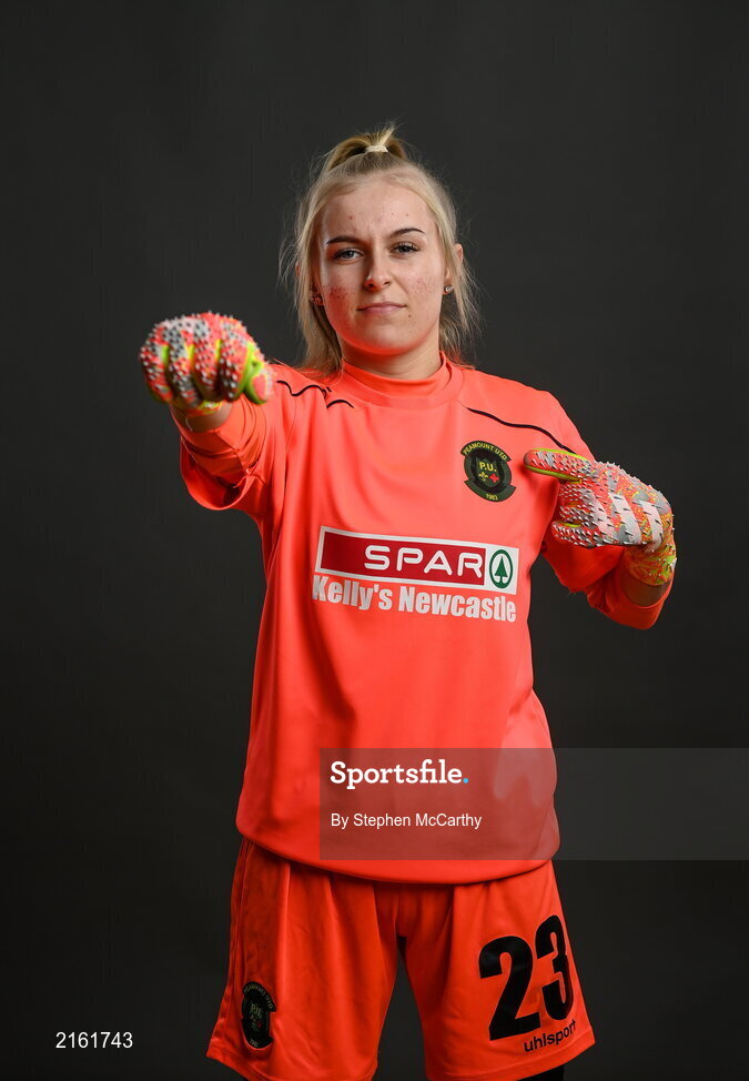 8 February 2022; Goalkeeper Summer Lawless during a Peamount United squad portrait session at PRL Park in Greenogue, Dublin. Photo by Stephen McCarthy/Sportsfile