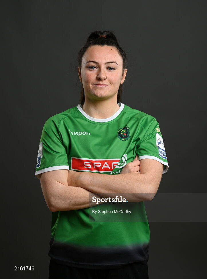 8 February 2022; Tiegan Ruddy during a Peamount United squad portrait session at PRL Park in Greenogue, Dublin. Photo by Stephen McCarthy/Sportsfile