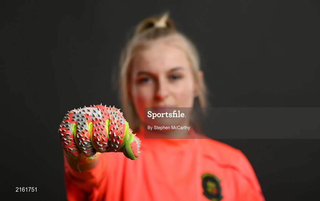 8 February 2022; Goalkeeper Summer Lawless during a Peamount United squad portrait session at PRL Park in Greenogue, Dublin. Photo by Stephen McCarthy/Sportsfile