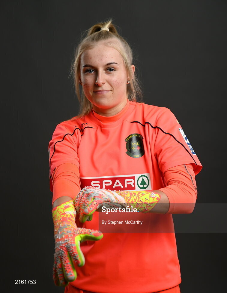 8 February 2022; Goalkeeper Summer Lawless during a Peamount United squad portrait session at PRL Park in Greenogue, Dublin. Photo by Stephen McCarthy/Sportsfile