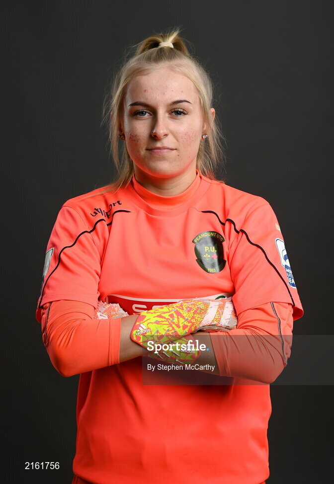 8 February 2022; Goalkeeper Summer Lawless during a Peamount United squad portrait session at PRL Park in Greenogue, Dublin. Photo by Stephen McCarthy/Sportsfile