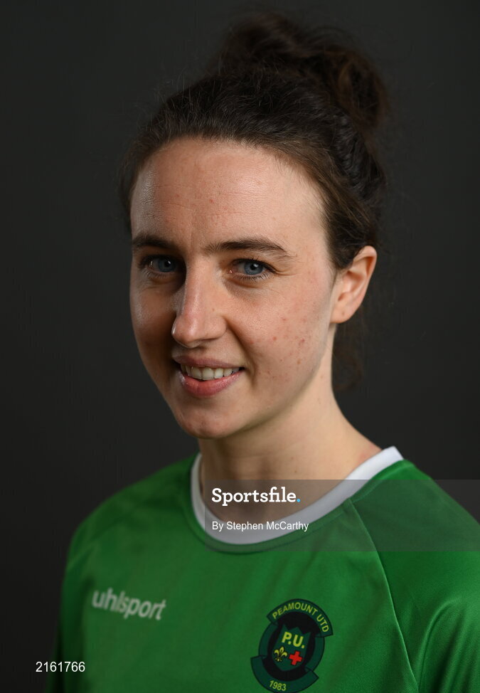 8 February 2022; Karen Duggan during a Peamount United squad portrait session at PRL Park in Greenogue, Dublin. Photo by Stephen McCarthy/Sportsfile