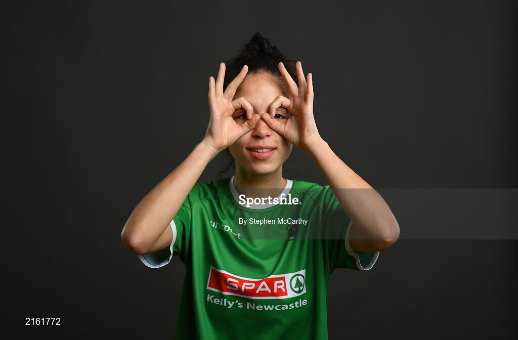8 February 2022; Rebekah Carroll during a Peamount United squad portrait session at PRL Park in Greenogue, Dublin. Photo by Stephen McCarthy/Sportsfile