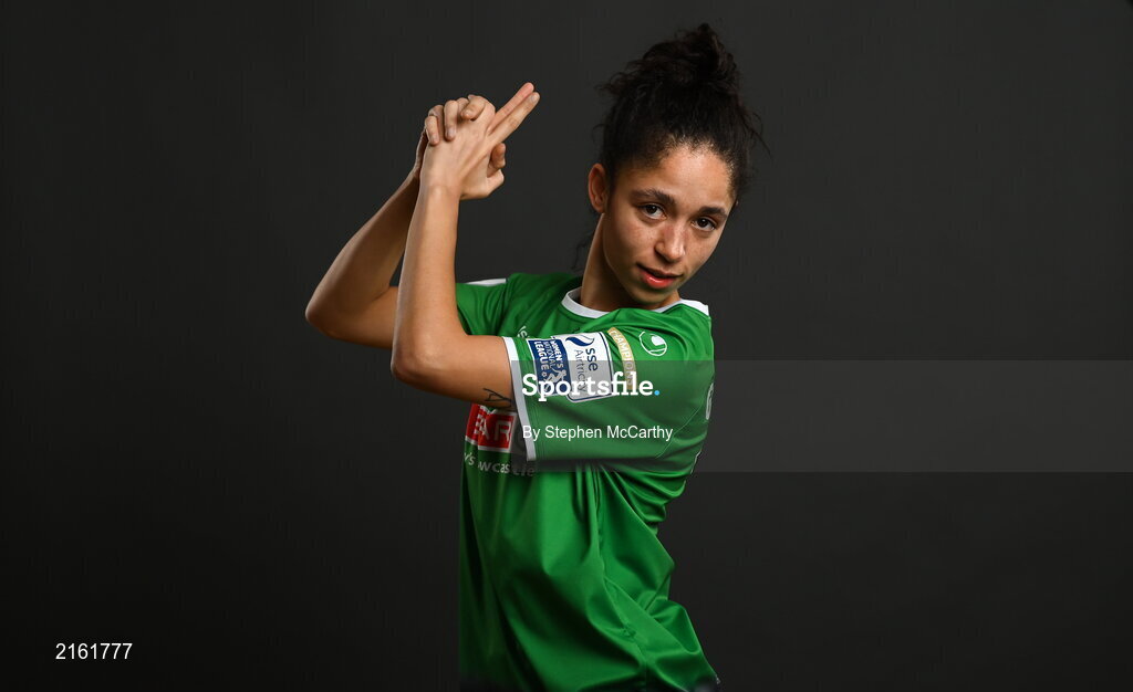 8 February 2022; Rebekah Carroll during a Peamount United squad portrait session at PRL Park in Greenogue, Dublin. Photo by Stephen McCarthy/Sportsfile