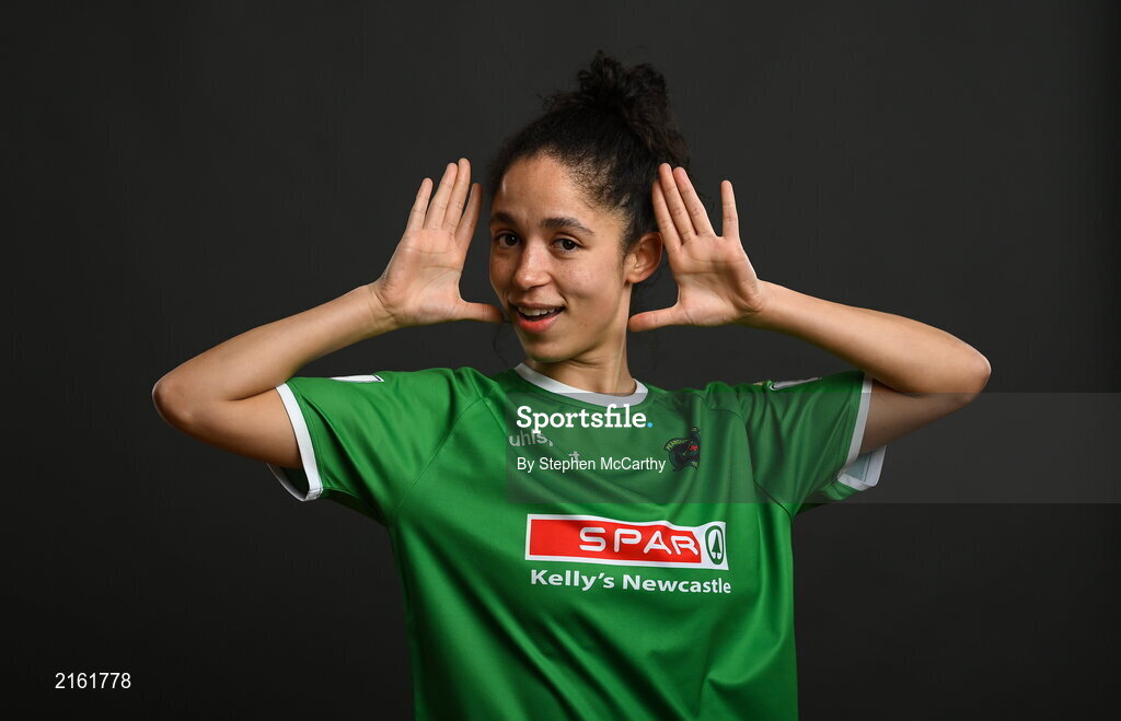 8 February 2022; Rebekah Carroll during a Peamount United squad portrait session at PRL Park in Greenogue, Dublin. Photo by Stephen McCarthy/Sportsfile