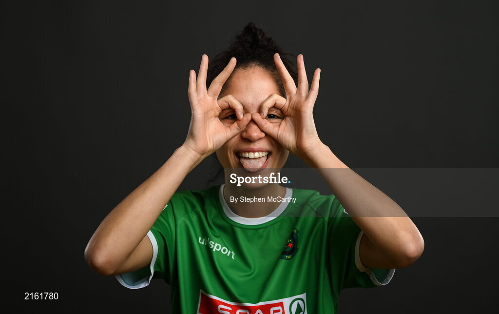 8 February 2022; Rebekah Carroll during a Peamount United squad portrait session at PRL Park in Greenogue, Dublin. Photo by Stephen McCarthy/Sportsfile