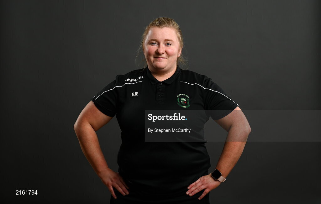8 February 2022; Coach Emma Donohoe during a Peamount United squad portrait session at PRL Park in Greenogue, Dublin. Photo by Stephen McCarthy/Sportsfile