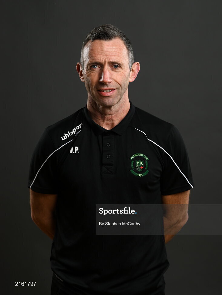 8 February 2022; Assistant manager Vinnie Patterson during a Peamount United squad portrait session at PRL Park in Greenogue, Dublin. Photo by Stephen McCarthy/Sportsfile