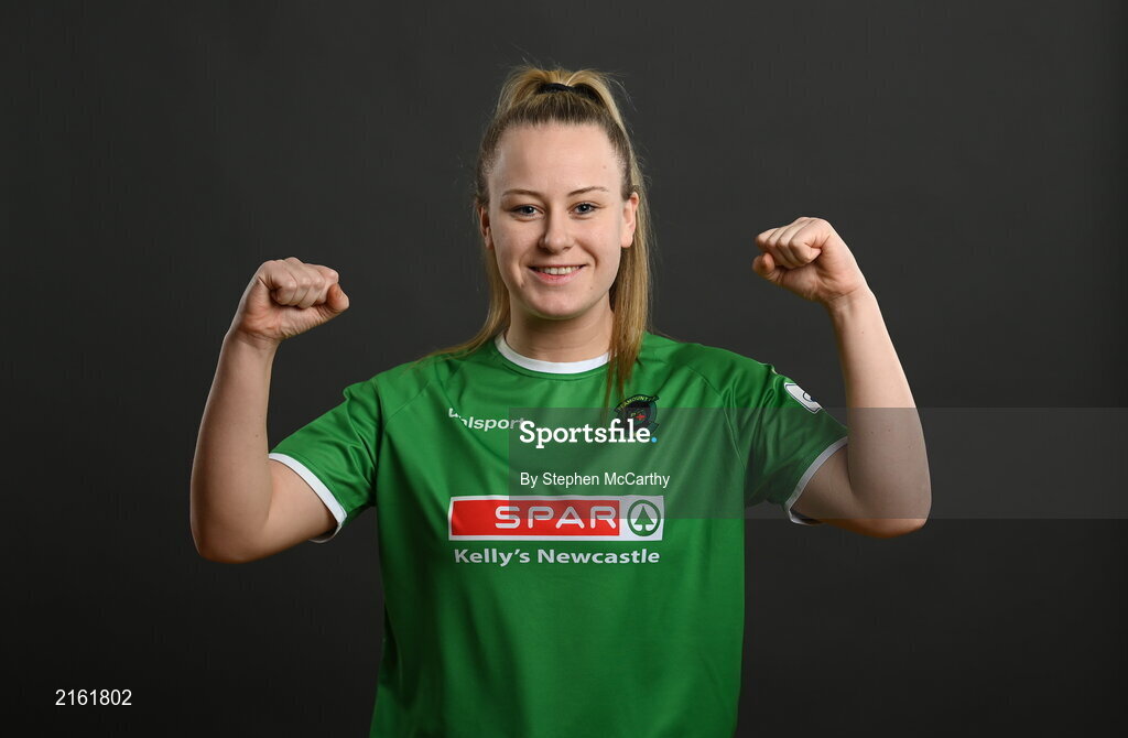 8 February 2022; Lauren Kelly during a Peamount United squad portrait session at PRL Park in Greenogue, Dublin. Photo by Stephen McCarthy/Sportsfile