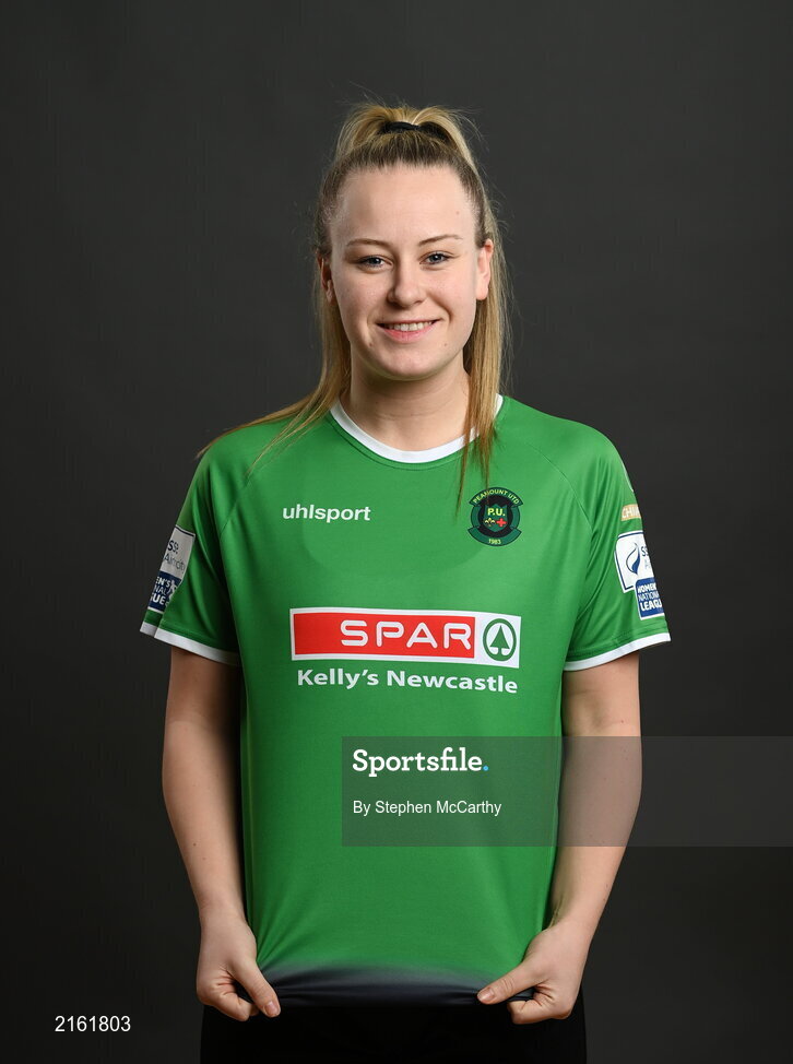 8 February 2022; Lauren Kelly during a Peamount United squad portrait session at PRL Park in Greenogue, Dublin. Photo by Stephen McCarthy/Sportsfile
