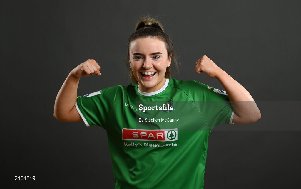 8 February 2022; Chloe Smullen during a Peamount United squad portrait session at PRL Park in Greenogue, Dublin. Photo by Stephen McCarthy/Sportsfile