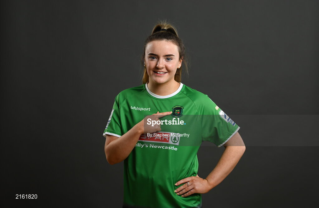 8 February 2022; Chloe Smullen during a Peamount United squad portrait session at PRL Park in Greenogue, Dublin. Photo by Stephen McCarthy/Sportsfile