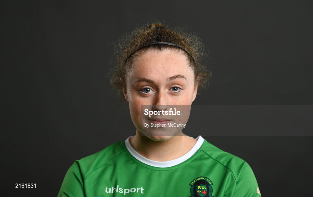 8 February 2022; Rebecca McMahon during a Peamount United squad portrait session at PRL Park in Greenogue, Dublin. Photo by Stephen McCarthy/Sportsfile