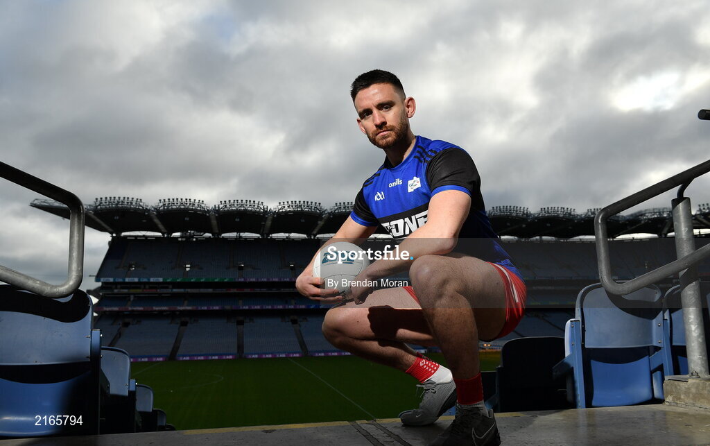 14 February 2022; An exciting new Irish protein cookies brand will hit shelves this month, endorsed by the GAA and GPA. East Coast Bakehouse have announced the launch of a new Irish Protein brand called In the Zone, created in partnership with the GAA and GPA as The Official Players Choice. The new range comprises of 4 tasty variants, two high protein low sugar cookies – Soft Bake Double Chocolate flavour and Soft Bake Cookies & Cream flavour, both with 20g of protein, as well as two high protein biscuits with 10g of protein – Crunchy Double Chocolate flavour and Crunchy Salted Caramel flavour. In attendance at the In the Zone – The Official Protein Cookies & Biscuits of the GAA & GPA Launch event at Croke Park in Dublin is Padraig Hampsey of Tyrone. Photo by Brendan Moran/Sportsfile