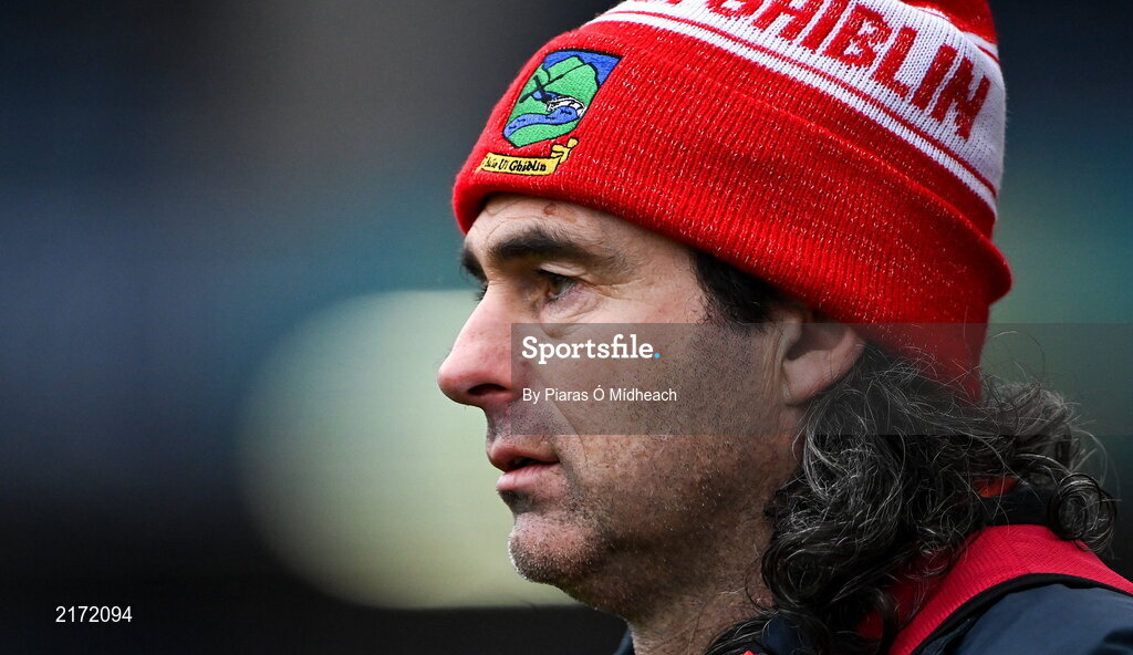 5 February 2022; Ballygiblin manager David Moher during the AIB GAA Hurling All-Ireland Junior Club Championship Final match between Ballygiblin, Cork, and Mooncoin, Kilkenny, at Croke Park in Dublin. Photo by Piaras Ó Mídheach/Sportsfile