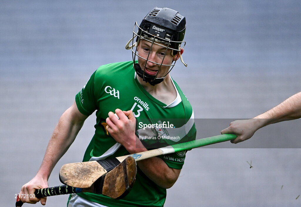 5 February 2022; Adam Croke of Mooncoin tries to evade the tackle of James Mullins of Ballygiblin during the AIB GAA Hurling All-Ireland Junior Club Championship Final match between Ballygiblin, Cork, and Mooncoin, Kilkenny, at Croke Park in Dublin. Photo by Piaras Ó Mídheach/Sportsfile