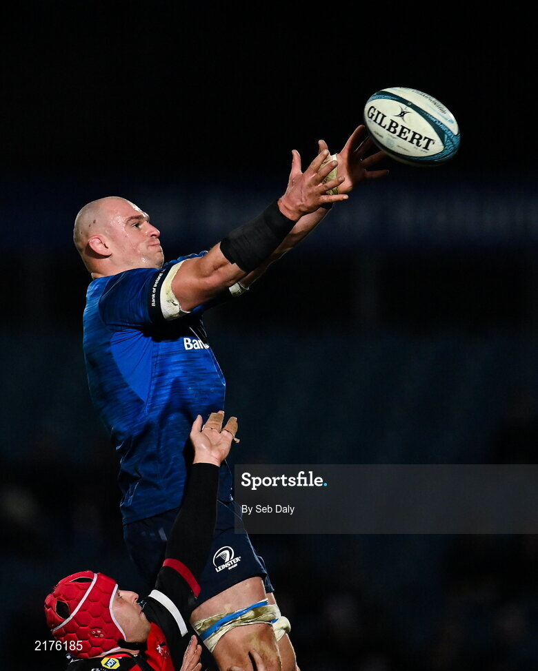 25 February 2022; Rhys Ruddock of Leinster during the United Rugby Championship match between Leinster and Emirates Lions at the RDS Arena in Dublin. Photo by Seb Daly/Sportsfile