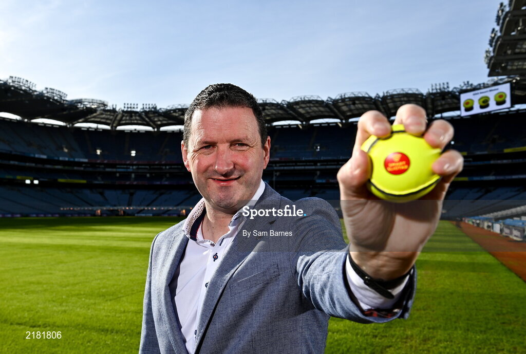 10 March 2022; Today the GAA launched the new GAA Smart Sliotar, which will be used in this years Under 20 hurling championship. The aim of the smart sliotar is to ensure consistency in performance, compliance with specifications, and to ensure it meets ethical standards of manufacture. In attendance at the launch is former Tipperary hurler Brendan Cummins at Croke Park in Dublin. Photo by Sam Barnes/Sportsfile