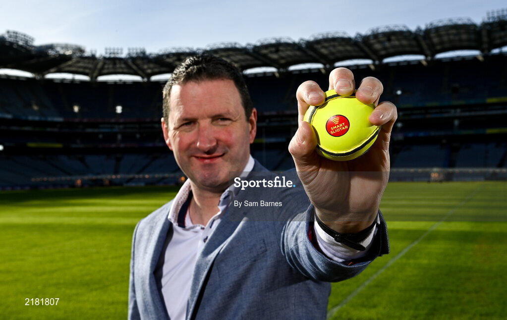 10 March 2022; Today the GAA launched the new GAA Smart Sliotar, which will be used in this years Under 20 hurling championship. The aim of the smart sliotar is to ensure consistency in performance, compliance with specifications, and to ensure it meets ethical standards of manufacture. In attendance at the launch is former Tipperary hurler Brendan Cummins at Croke Park in Dublin. Photo by Sam Barnes/Sportsfile